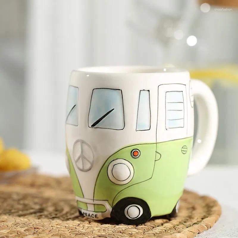 Road Trip Coffee Mug - Hippie Camper Van Ceramic Cup