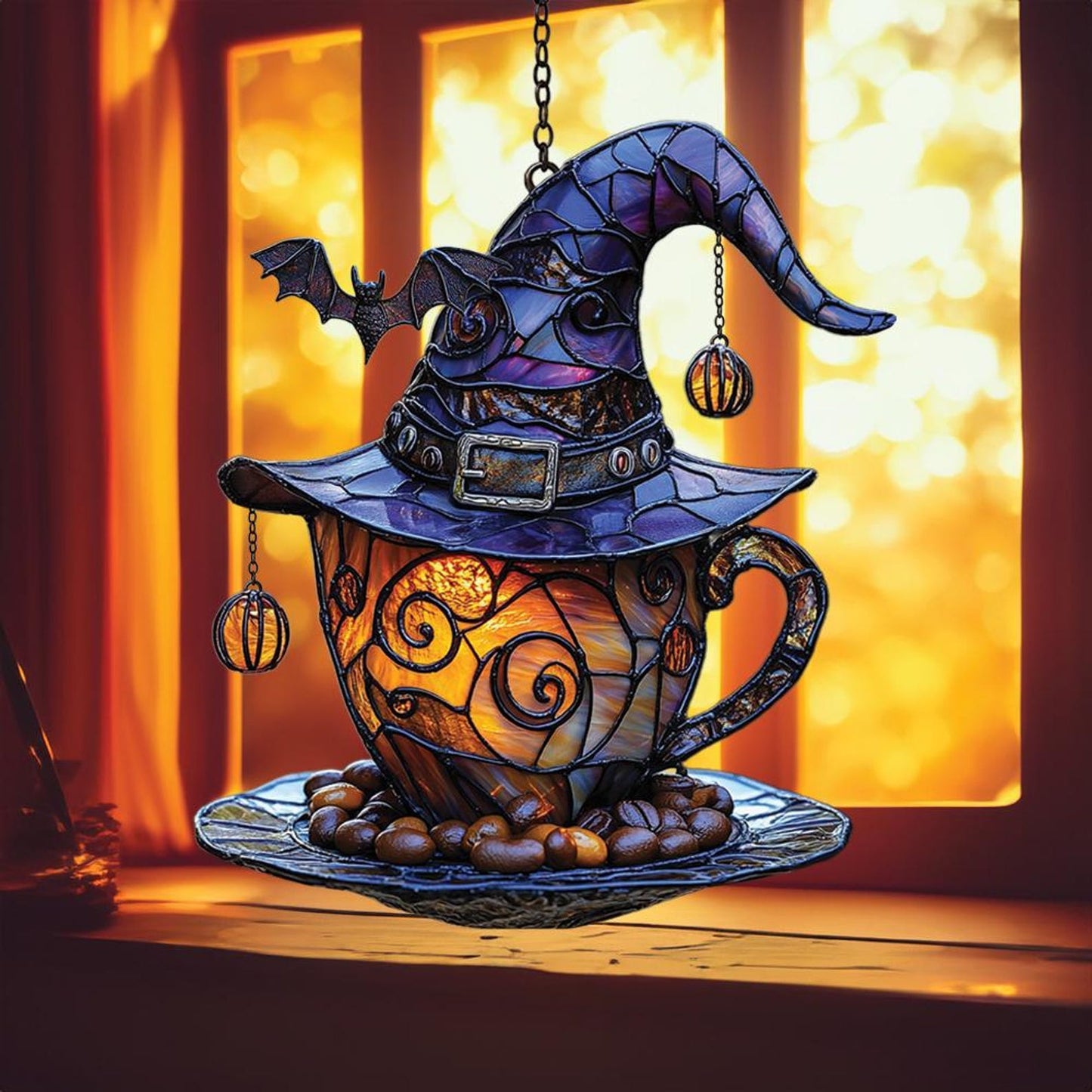 Witch Hat Teacup Acrylic Suncatcher
