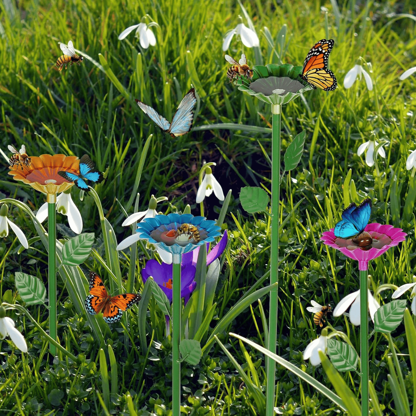 Bee and Butterfly Water Feeder with Flower Design