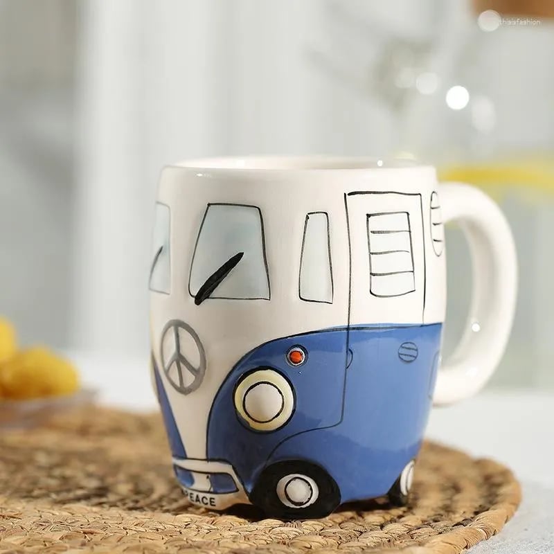 Road Trip Coffee Mug - Hippie Camper Van Ceramic Cup