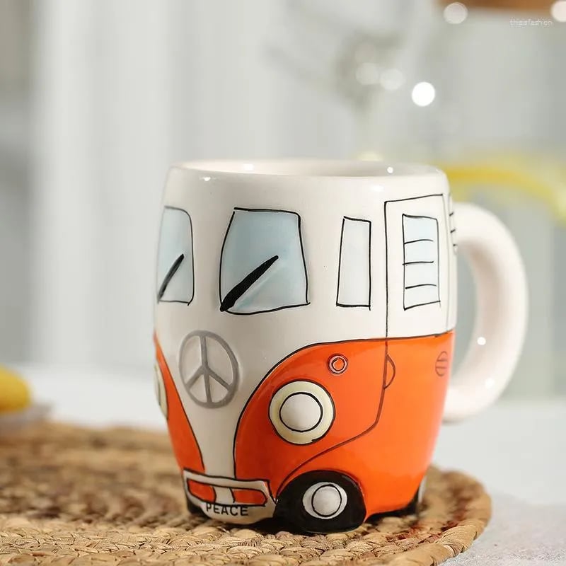 Road Trip Coffee Mug - Hippie Camper Van Ceramic Cup