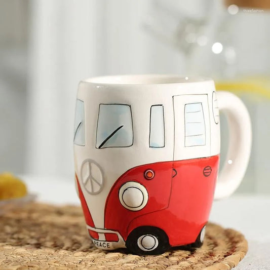 Road Trip Coffee Mug - Hippie Camper Van Ceramic Cup